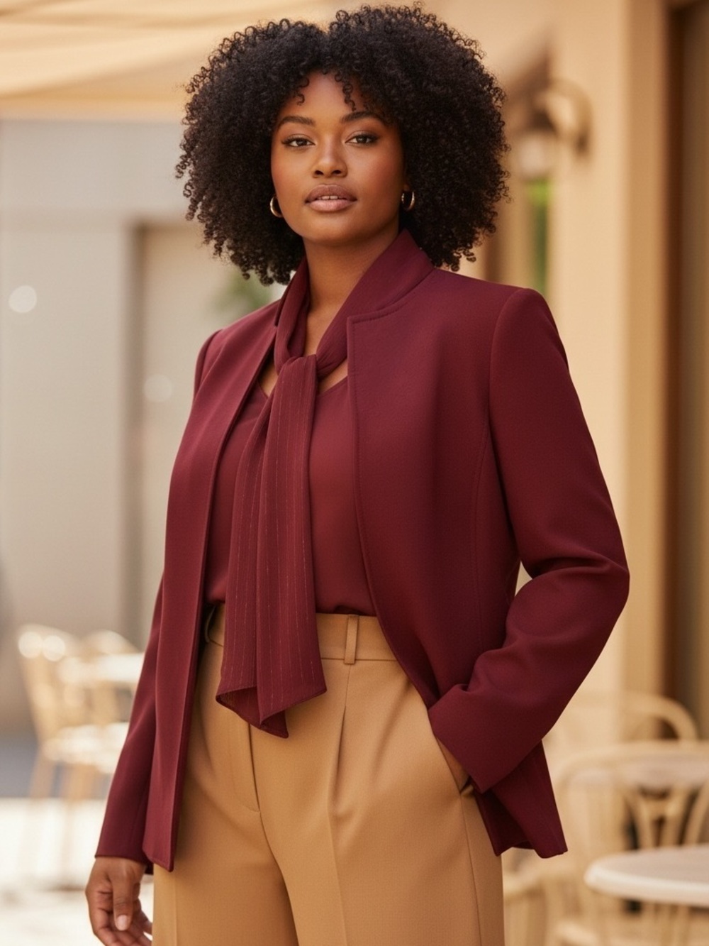 NWT 3PC KASPER DEEP RED OPEN FRONT COLLARLESS BLAZER SLEEVELESS TOP & SCARF SZ 8